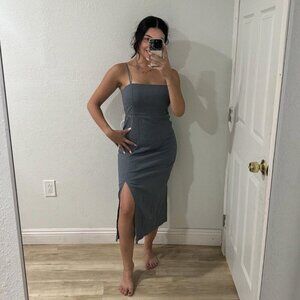 Theory Dress Womens Size 4‎ Blue Gray Sleeveless Slit Bodycon Spaghetti Straps